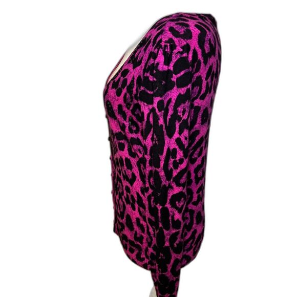 INC International Concepts Animal Print Pink Black Open Front Sweater Womens - Picture 3 of 4